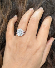 Load image into Gallery viewer, Oval Cut Moissanite and Round Cut Sides Engagement Ring Double Halo Split Shank Style Set In 14k Solid Rose Gold Bridal Wedding Ring 2.80ct
