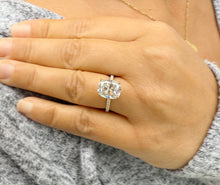 Load image into Gallery viewer, Cushion Cut Moissanite And Round Cut Sides Engagement Ring 14K Solid Yellow Gold Four Prong set Wedding Ring Four Prong Set Bridal Ring 5.25
