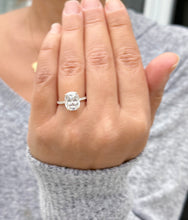 Load image into Gallery viewer, Cushion Cut Moissanite And Round Cut Sides Engagement Ring 14K Solid Yellow Gold Four Prong set Wedding Ring Four Prong Set Bridal Ring 5.25
