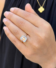 Load image into Gallery viewer, Emerald Cut Moissanite Solitaire Ring Set In 14K Solid And Heavy Yellow Gold Wedding Ring Four Prong Set Bridal Ring Minimalist For Her 5.00
