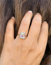 Load image into Gallery viewer, Emerald Cut Moissanite Solitaire Ring Set In 14K Solid And Heavy Yellow Gold Wedding Ring Four Prong Set Bridal Ring Minimalist For Her 5.00
