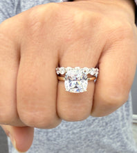 Load image into Gallery viewer, Cushion Cut And Round Cut Sides Diamond Engagement Ring And Matching Band IGI Certified 14K Solid Yellow Gold Wedding Bridal Ring Set 5.00ct
