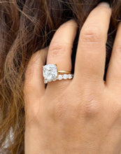 Load image into Gallery viewer, Cushion Cut And Round Cut Sides Diamond Engagement Ring And Matching Band IGI Certified 14K Solid Yellow Gold Wedding Bridal Ring Set 5.00ct
