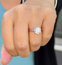Load image into Gallery viewer, Round Cut Moissanite Engagement Ring Solitaire Bridal Ring 14k Solid Rose Gold Wedding Ring Six prong set Moissanite Solitaire 3.00ct
