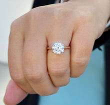 Load image into Gallery viewer, Round Cut Moissanite Engagement Ring Solitaire Bridal Ring 14k Solid Rose Gold Wedding Ring Six prong set Moissanite Solitaire 3.00ct
