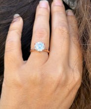 Load image into Gallery viewer, Round Cut Moissanite Engagement Ring Solitaire Bridal Ring 14k Solid Rose Gold Wedding Ring Six prong set Moissanite Solitaire 3.00ct
