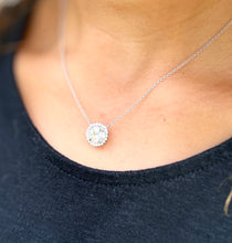 Load image into Gallery viewer, Round Cut Moissanite Pendant And Chain Solitaire Minimalist Dainty Halo Style 14k Solid White Gold Necklace And Chain Wedding Gift 3.25ct
