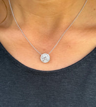 Load image into Gallery viewer, Round Cut Moissanite Pendant And Chain Solitaire Minimalist Dainty Halo Style 14k Solid White Gold Necklace And Chain Wedding Gift 3.25ct

