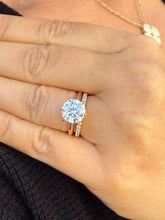 Load image into Gallery viewer, Round Cut Diamond Engagement Ring And Matching Band Solitaire IGI Certified Crown Set Style In 14k Solid Rose Gold Wedding Bridal Ring 3.20ctw
