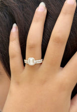 Load image into Gallery viewer, GIA Certified Natural Emerald Cut And Round Cut Sides Diamond Engagement Ring And Matching Band Bridal Set In 14k Solid Yellow Gold 1.70ctw
