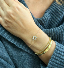 Load image into Gallery viewer, Star of David CVD Diamond Bracelet 14k Solid Yellow Gold Hand Chain Delicate Diamond David Star Bracelet Diamond Bracelet Minimalist 0.30ctw

