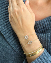 Load image into Gallery viewer, Star of David CVD Diamond Bracelet 14k Solid Yellow Gold Hand Chain Delicate Diamond David Star Bracelet Diamond Bracelet Minimalist 0.30ctw
