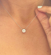 Load image into Gallery viewer, Round Cut Moissanite Pendant And Chain Solitaire Minimalist Dainty Style 14k Solid White Gold Necklace And Chain Wedding Gift For Her 1.50ct
