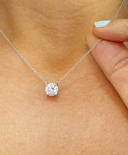 Load image into Gallery viewer, Round Cut Moissanite Pendant And Chain Solitaire Minimalist Dainty Style 14k Solid White Gold Necklace And Chain Wedding Gift For Her 1.50ct
