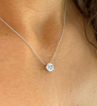 Load image into Gallery viewer, Round Cut Moissanite Pendant And Chain Solitaire Minimalist Dainty Style 14k Solid White Gold Necklace And Chain Wedding Gift For Her 1.50ct
