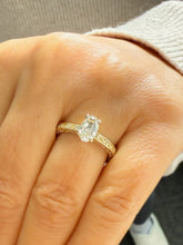 Load image into Gallery viewer, Oval Shape Diamond And Round Sides Engagement Ring IGI Certified 14k Solid Yellow Gold Bridal Ring Wedding Ring Deco Antique Style 1.00ct
