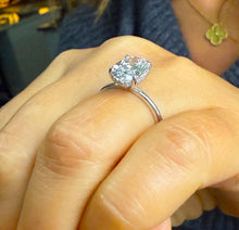 Load image into Gallery viewer, Oval Cut Diamond And Round Sides Engagement Ring IGI Certified 14k Solid White Gold Bridal Ring Wedding Ring Hidden Halo Style 3.15ctw
