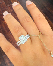 Load image into Gallery viewer, Radiant Cut And Round Cut Sides Diamond IGI Certified Engagement Ring And Matching Band 14k Solid White Gold Inner Halo Wedding Set 5.20ctw
