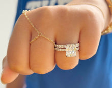 Load image into Gallery viewer, Radiant Cut And Round Cut Sides Diamond IGI Certified Engagement Ring And Matching Band 14k Solid White Gold Inner Halo Wedding Set 5.20ctw
