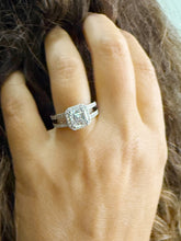 Load image into Gallery viewer, Asscher Cut And Round Cut Side Diamond Engagement Ring IGI Certified 14k Solid White Gold Halo Deco Style Wedding Ring Split Shank 2.65ctw
