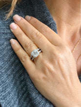 Load image into Gallery viewer, Asscher Cut And Round Cut Side Diamond Engagement Ring IGI Certified 14k Solid White Gold Halo Deco Style Wedding Ring Split Shank 2.65ctw
