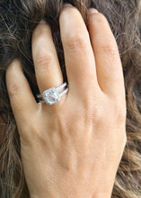 Load image into Gallery viewer, Asscher Cut And Round Cut Side Diamond Engagement Ring IGI Certified 14k Solid White Gold Halo Deco Style Wedding Ring Split Shank 2.65ctw
