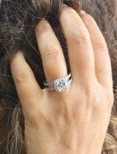 Load image into Gallery viewer, Asscher Cut And Round Cut Side Diamond Engagement Ring IGI Certified 14k Solid White Gold Halo Deco Style Wedding Ring Split Shank 2.65ctw
