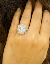 Load image into Gallery viewer, Cushion Cut And Round Cut Diamond Engagement Ring IGI Certified 14k White and Rose Gold Halo Wedding ring Split shank Bridal Ring 5.00ctw
