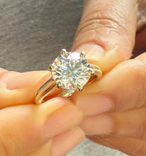 Load image into Gallery viewer, Round Cut Diamonds Engagement Ring IGI Certified Crown Six Prong Crown Setting Solitaire Wedding Bridal Ring Set In 14K Yellow Gold 3.00ct
