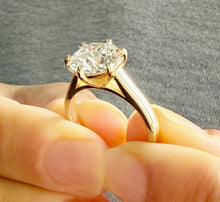 Load image into Gallery viewer, Round Cut Diamonds Engagement Ring IGI Certified Crown Six Prong Crown Setting Solitaire Wedding Bridal Ring Set In 14K Yellow Gold 3.00ct
