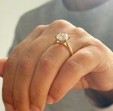 Load image into Gallery viewer, Round Cut Diamonds Engagement Ring IGI Certified Crown Six Prong Crown Setting Solitaire Wedding Bridal Ring Set In 14K Yellow Gold 3.00ct
