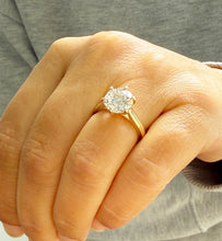 Load image into Gallery viewer, Round Cut Diamonds Engagement Ring IGI Certified Crown Six Prong Crown Setting Solitaire Wedding Bridal Ring Set In 14K Yellow Gold 3.00ct
