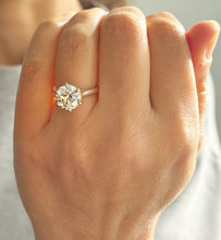 Load image into Gallery viewer, Round Cut Diamonds Engagement Ring IGI Certified Crown Six Prong Crown Setting Solitaire Wedding Bridal Ring Set In 14K Yellow Gold 3.00ct
