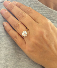 Load image into Gallery viewer, Round Cut Diamonds Engagement Ring IGI Certified Crown Six Prong Crown Setting Solitaire Wedding Bridal Ring Set In 14K Yellow Gold 3.00ct
