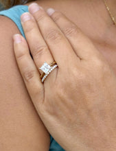 Load image into Gallery viewer, Princess Cut Diamond Solitaire Engagement Ring And Matching Band IGI Certified Bridal Set Solitaire Wedding Set  14k Solid Yellow Gold 2.25
