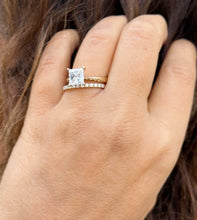 Load image into Gallery viewer, Princess Cut Diamond Solitaire Engagement Ring And Matching Band IGI Certified Bridal Set Solitaire Wedding Set  14k Solid Yellow Gold 2.25
