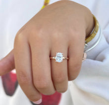 Load image into Gallery viewer, Cushion Cut Moissanite Engagement Ring Solitaire Bridal Wedding Ring Prong Set Minimalist Anniversary Ring For Her 14k Solid Rose Gold 2.00ct
