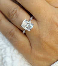 Load image into Gallery viewer, Cushion Cut Moissanite Ring And Round And Marquise Cut Engagement Ring 14K White Gold Bridal Ring Wedding Ring Inner Halo Style 5.75ctw
