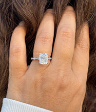 Load image into Gallery viewer, Cushion Cut Moissanite Ring And Round And Marquise Cut Engagement Ring 14K White Gold Bridal Ring Wedding Ring Inner Halo Style 5.75ctw
