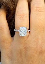 Load image into Gallery viewer, Cushion Cut Moissanite Ring And Round And Marquise Cut Engagement Ring 14K White Gold Bridal Ring Wedding Ring Inner Halo Style 5.75ctw
