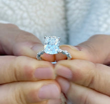 Load image into Gallery viewer, Cushion Cut Moissanite Ring And Round And Marquise Cut Engagement Ring 14K White Gold Bridal Ring Wedding Ring Inner Halo Style 5.75ctw
