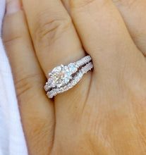 Load image into Gallery viewer, Round Cut And Diamonds Engagement Ring And Band Wedding Bridal Set 1.65ctw Antique Style Filigree IGI Certified 14k Solid White Gold F-VS2
