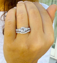 Load image into Gallery viewer, Round Cut And Diamonds Engagement Ring And Band Wedding Bridal Set 1.65ctw Antique Style Filigree IGI Certified 14k Solid White Gold F-VS2
