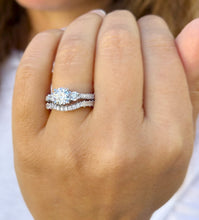 Load image into Gallery viewer, Round Cut And Diamonds Engagement Ring And Band Wedding Bridal Set 1.65ctw Antique Style Filigree IGI Certified 14k Solid White Gold F-VS2
