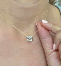 Load image into Gallery viewer, Asscher Moissanite Bezel Set Solitaire Necklace And Chain In 14k Solid Yellow Gold Pendant Bridal Gift Wedding And Anniversary Gift 3.00ct
