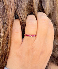 Load image into Gallery viewer, Round Cut Natural Ruby Half Eternity Band Set In Yellow Gold Channel Set Wedding Band Anniversary Band Women's Bridal Ruby Band Gift 0.50ctw
