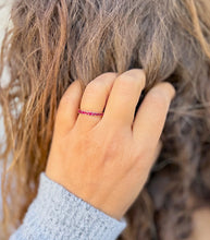 Load image into Gallery viewer, Round Cut Natural Ruby Half Eternity Band Set In Yellow Gold Channel Set Wedding Band Anniversary Band Women's Bridal Ruby Band Gift 0.50ctw
