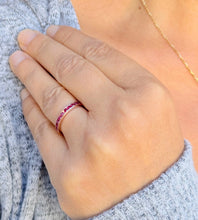 Load image into Gallery viewer, Round Cut Natural Ruby Half Eternity Band Set In Yellow Gold Channel Set Wedding Band Anniversary Band Women's Bridal Ruby Band Gift 0.50ctw
