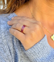 Load image into Gallery viewer, Two Piece Round Cut Natural Ruby Half Eternity Band Set In Yellow Gold Channel Set Band Anniversary Band Women's Bridal Ruby Band 0.50ctw
