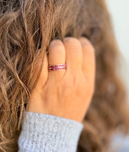 Load image into Gallery viewer, Two Piece Round Cut Natural Ruby Half Eternity Band Set In Yellow Gold Channel Set Band Anniversary Band Women's Bridal Ruby Band 0.50ctw
